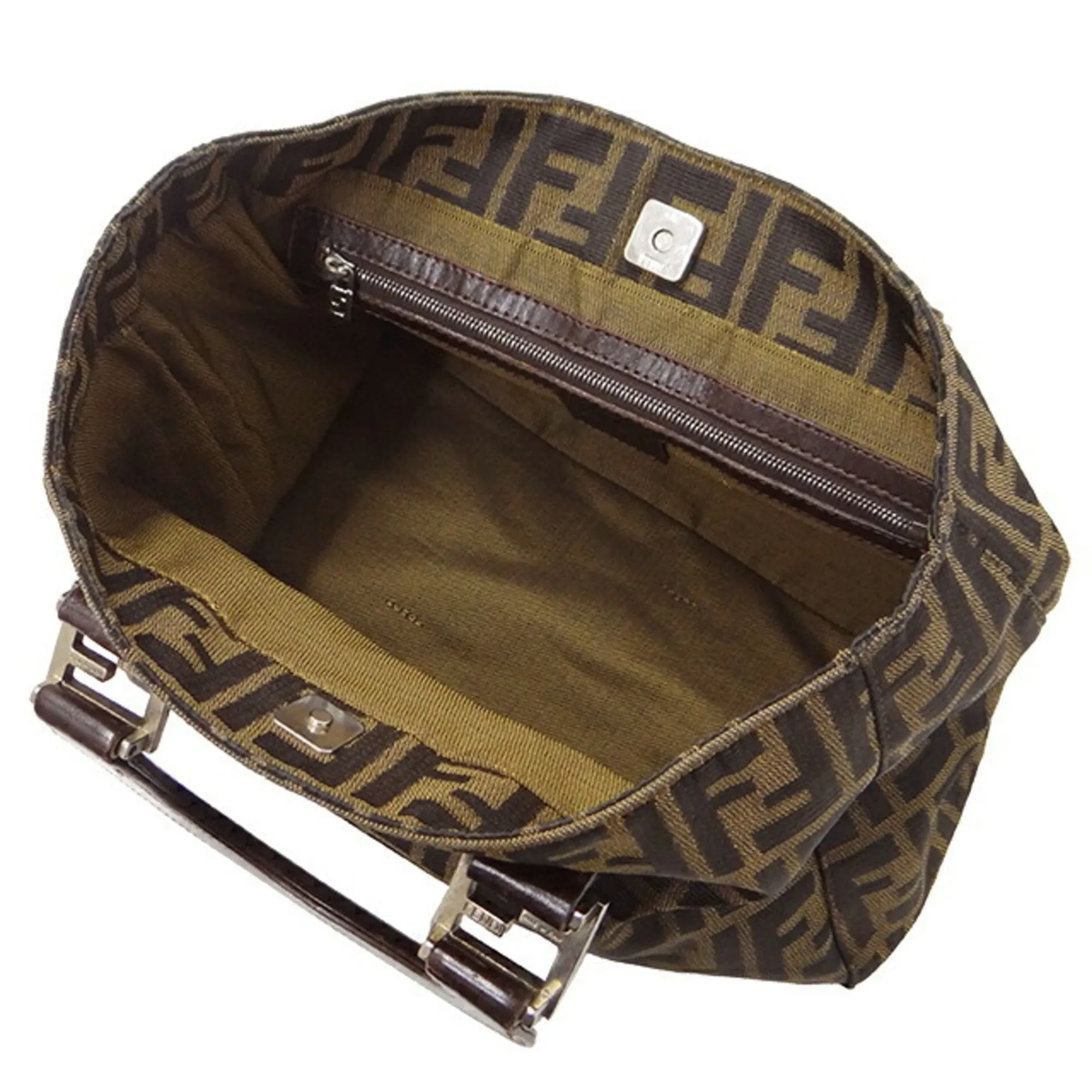 FENDI Bag Women's Zucca Handbag Canvas Khaki Brown 26329