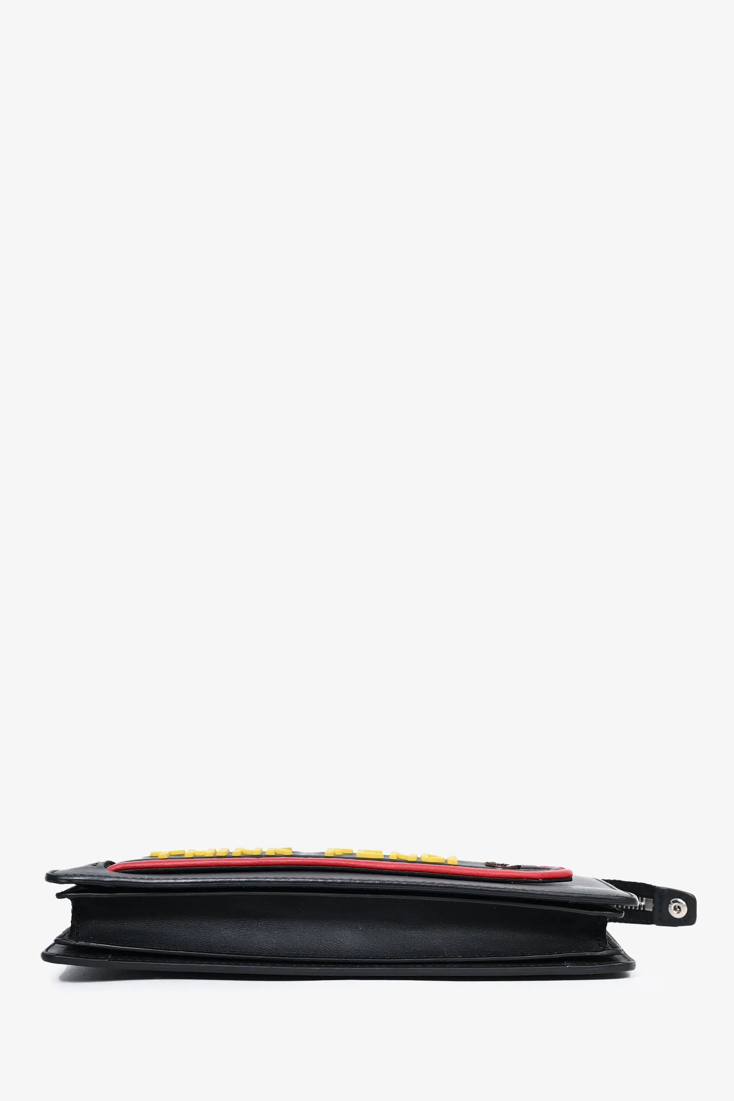 Fendi Black/Yellow Leather Logo 'Think Fendi' Pouch
