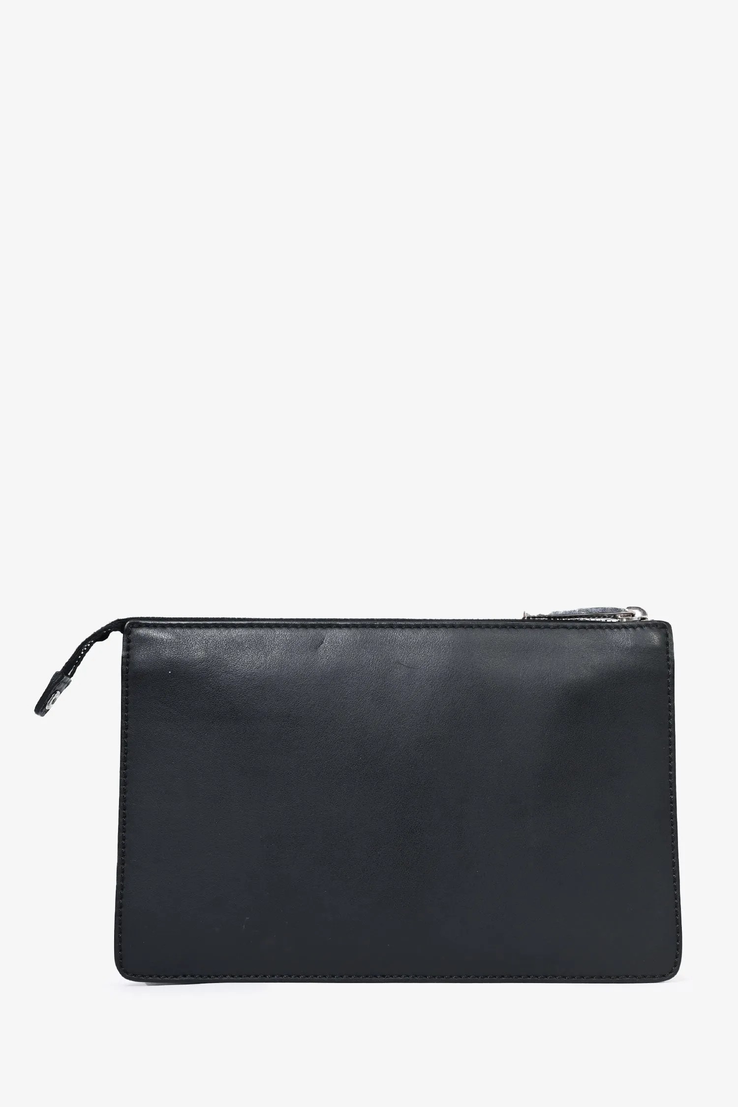 Fendi Black/Yellow Leather Logo 'Think Fendi' Pouch