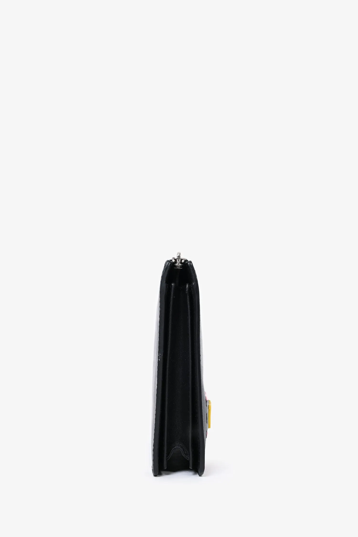 Fendi Black/Yellow Leather Logo 'Think Fendi' Pouch