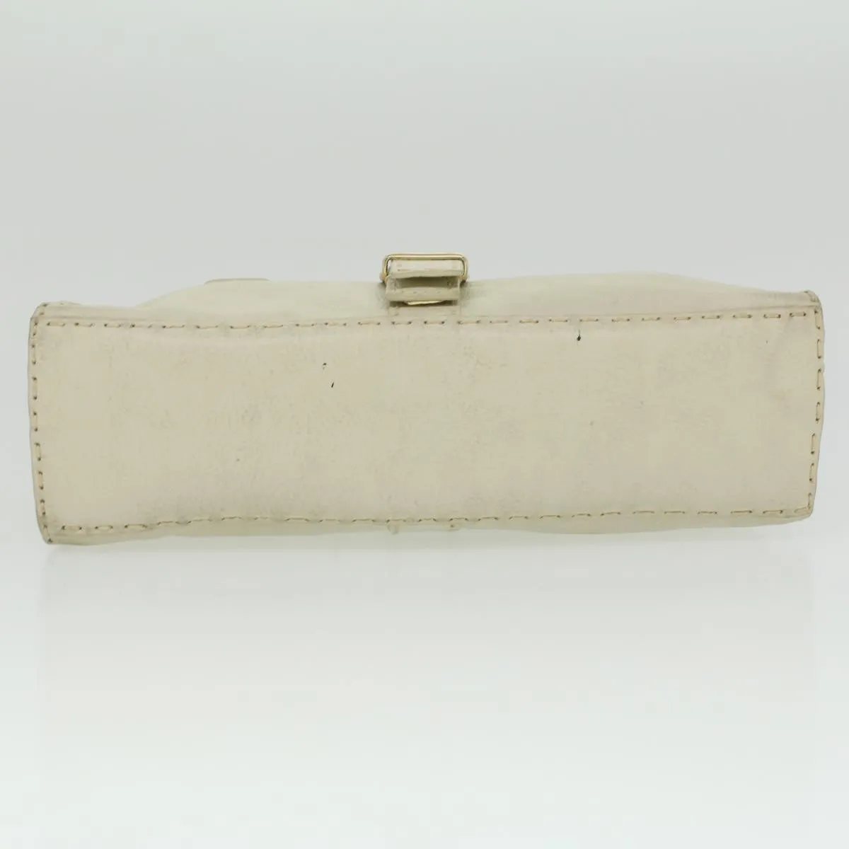 FENDI Celeria Shoulder Bag Leather White Auth ar8736