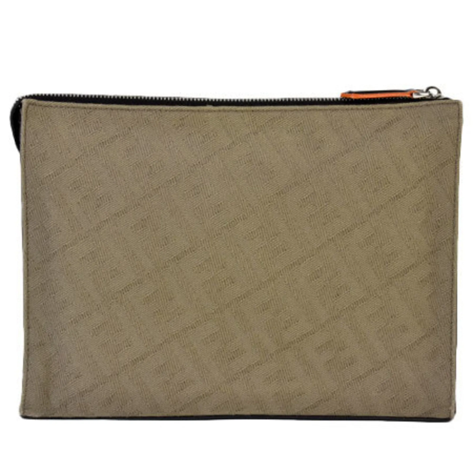 FENDI Clutch Bag Orange x Brown Zucca Fabric Leather 7V33 AB01