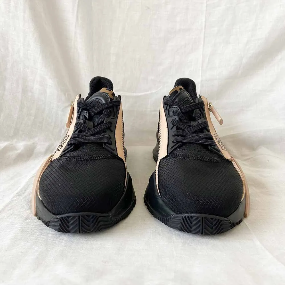 Fendi Flow Black nylon and suede low-top Sneakers, 38