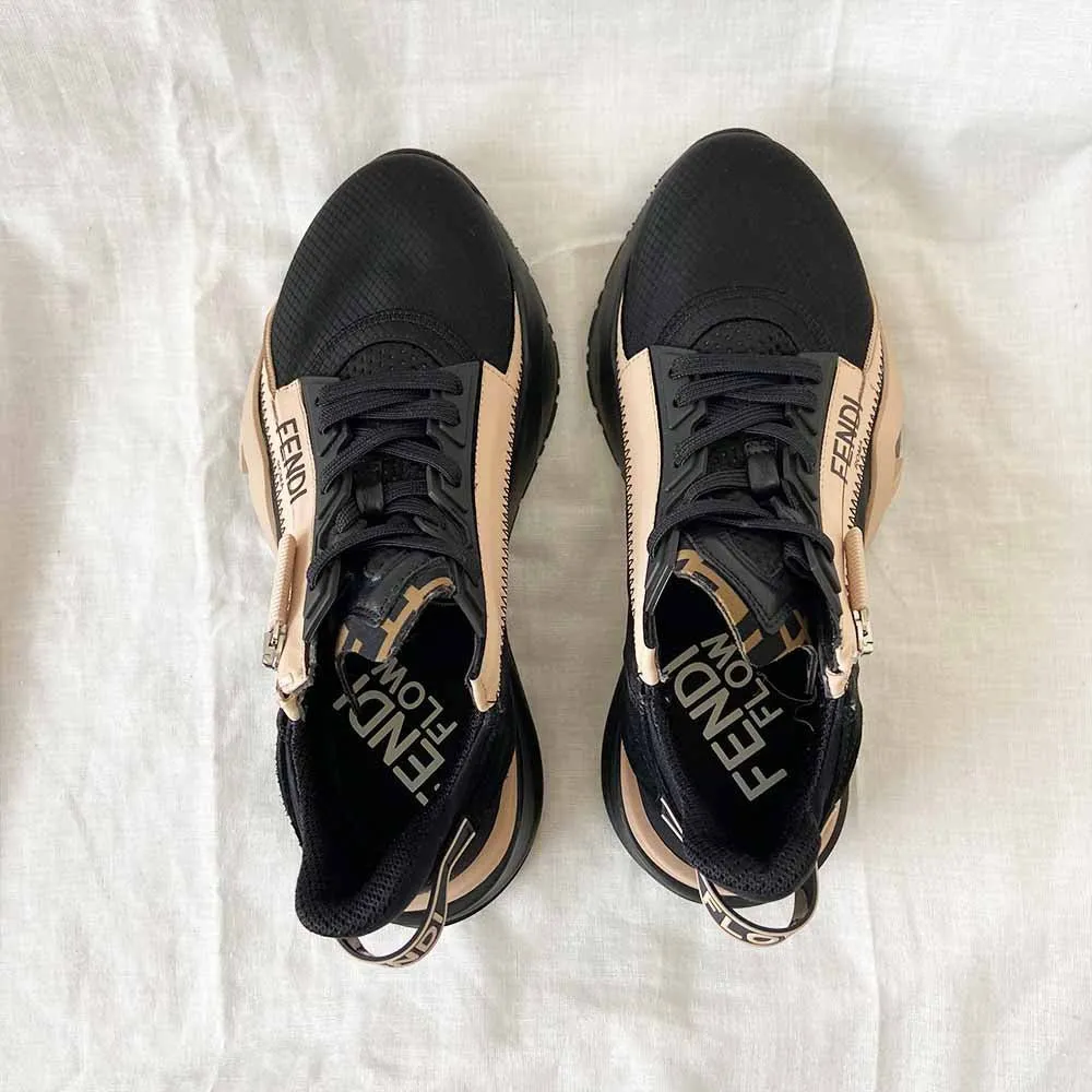 Fendi Flow Black nylon and suede low-top Sneakers, 38