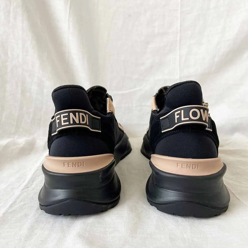 Fendi Flow Black nylon and suede low-top Sneakers, 38