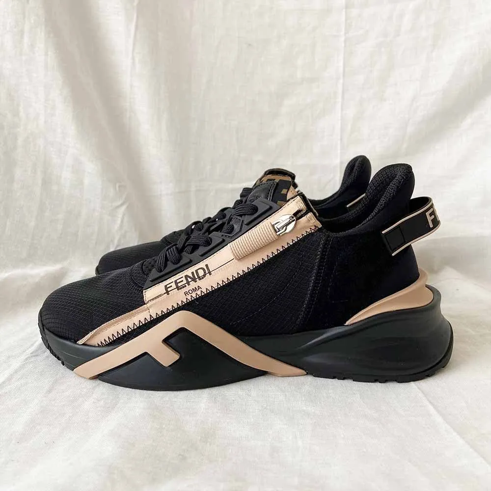 Fendi Flow Black nylon and suede low-top Sneakers, 38