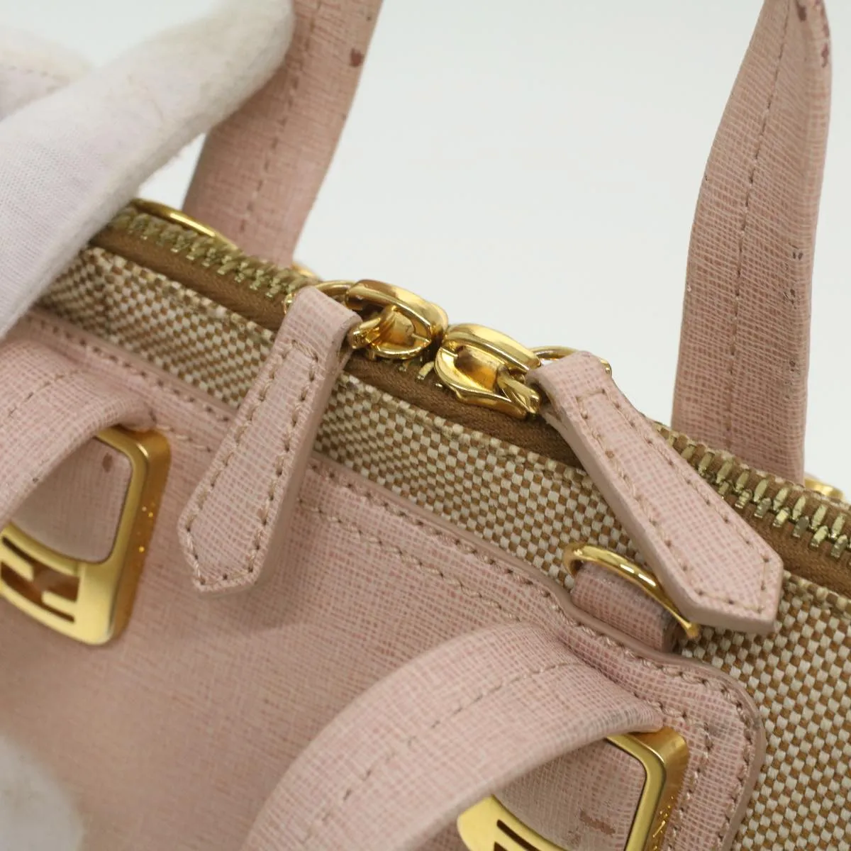 FENDI Hand Bag Leather Canvas 2way Pink  bs3819