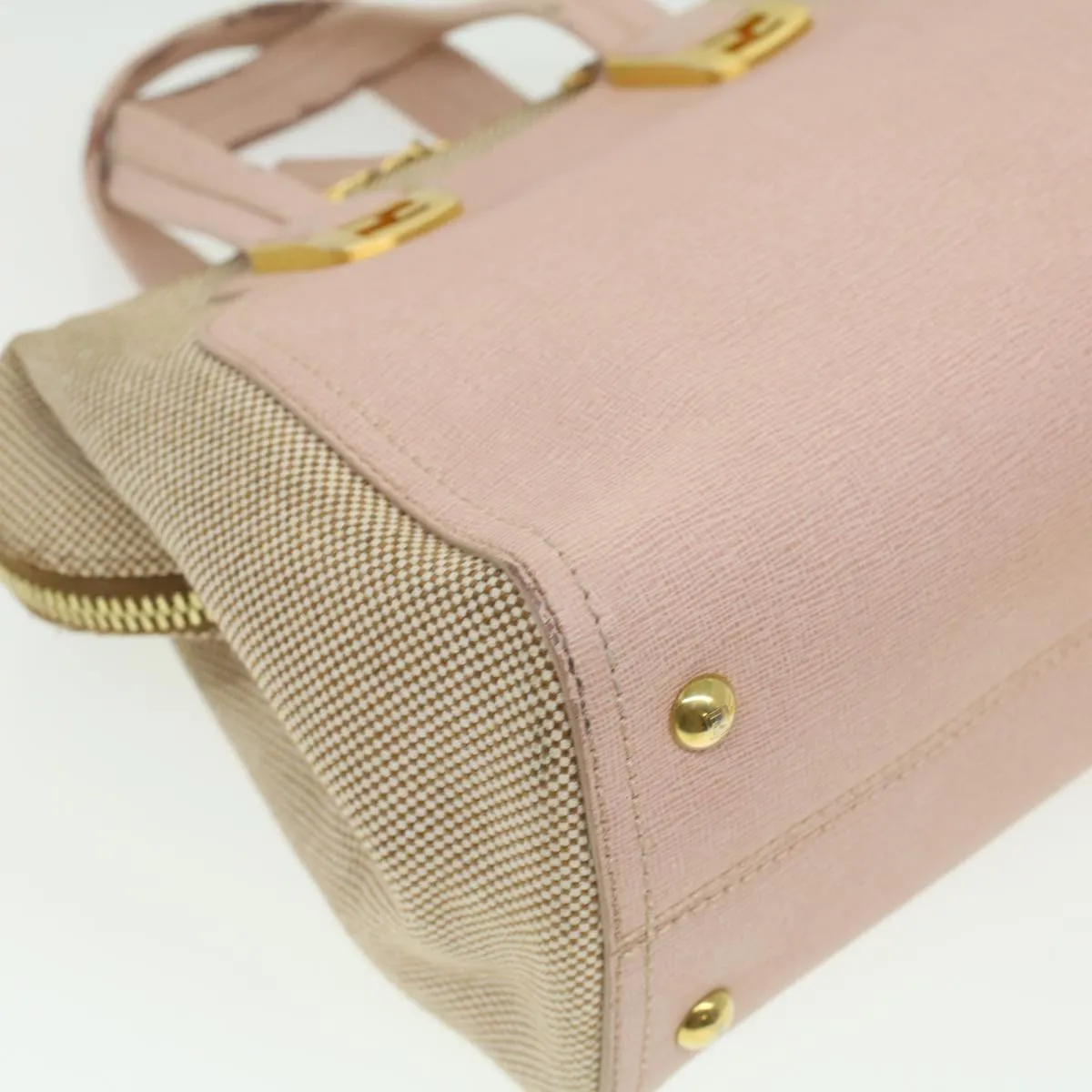 FENDI Hand Bag Leather Canvas 2way Pink  bs3819
