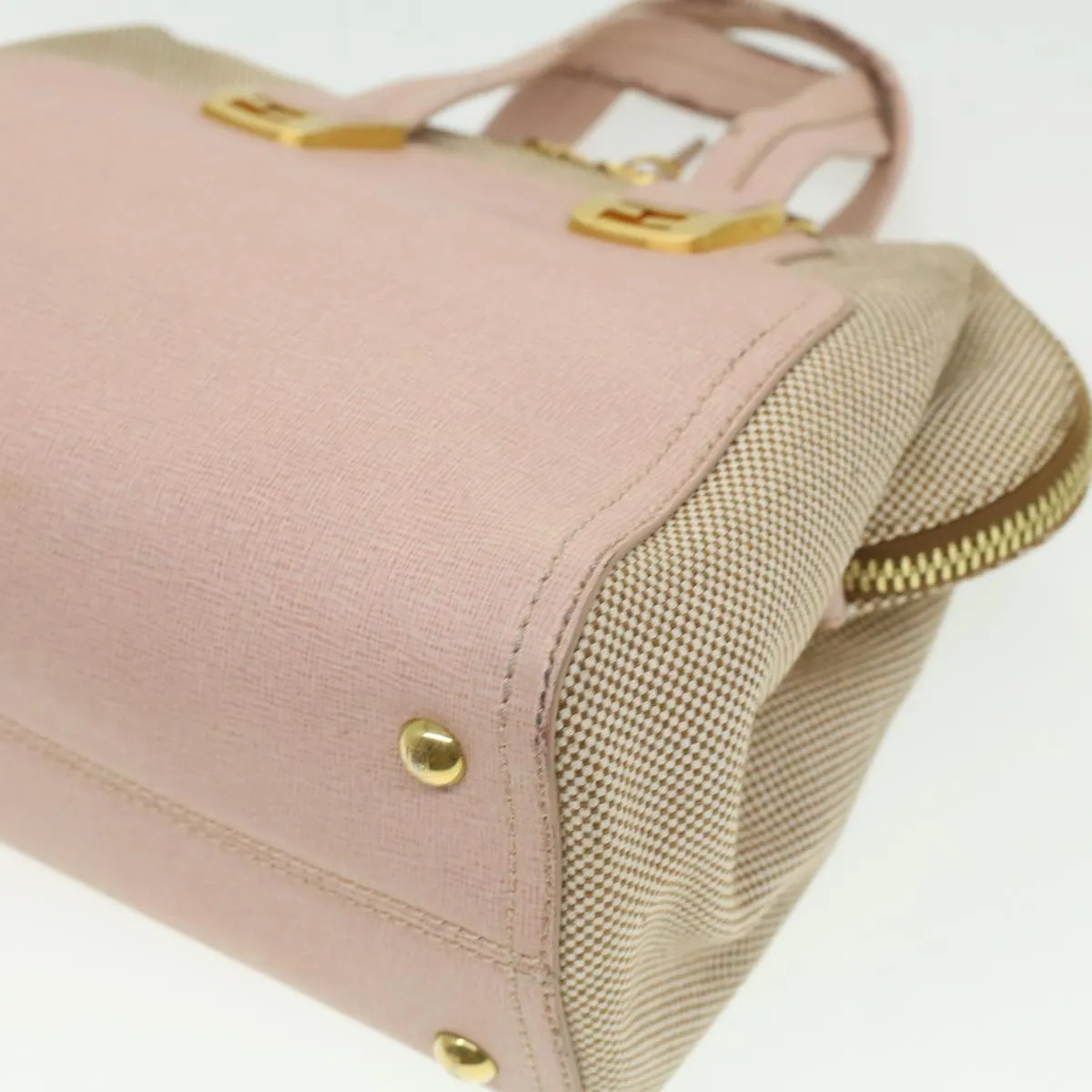 FENDI Hand Bag Leather Canvas 2way Pink  bs3819