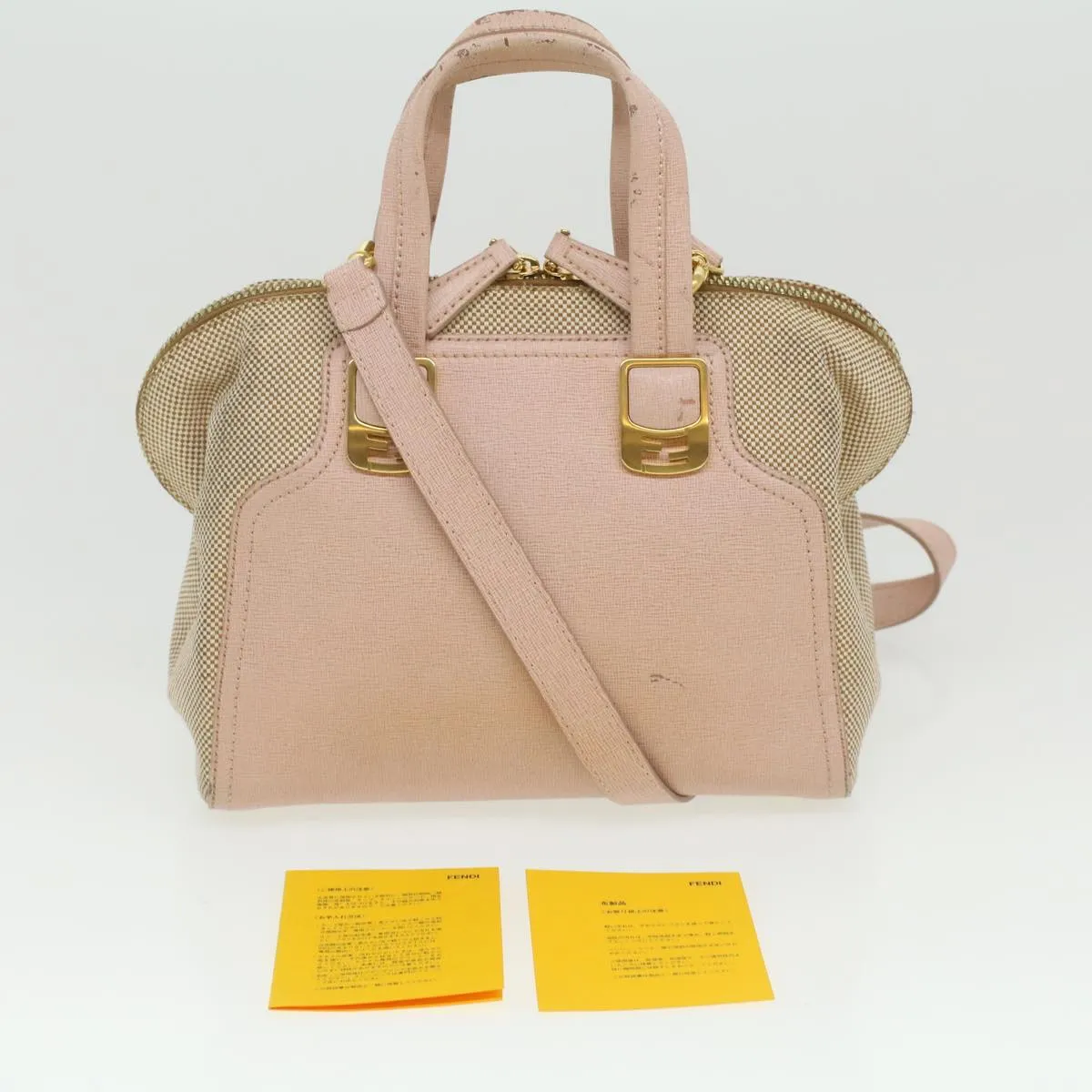 FENDI Hand Bag Leather Canvas 2way Pink  bs3819