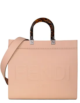 Fendi Light Rose Leather Plexiglass Medium Fendi Sunshine Shopper Tote Bag