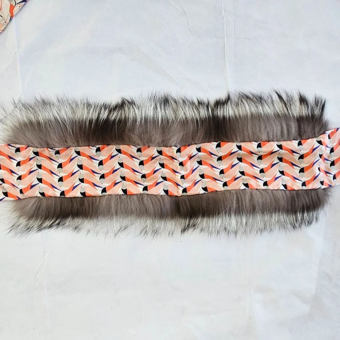 Fendi Multi-color Silk and Fur Scarf Multiple colors