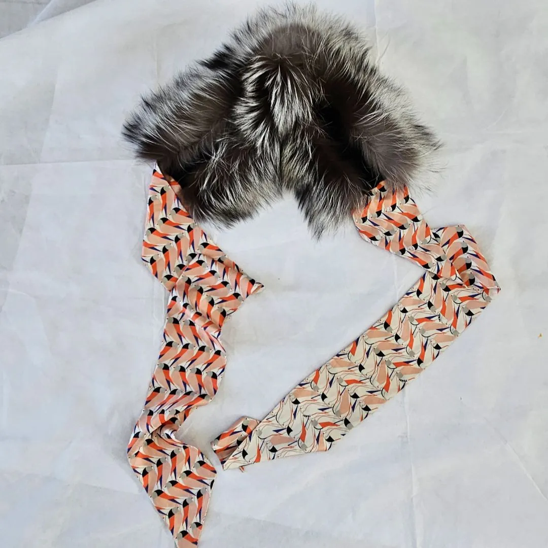 Fendi Multi-color Silk and Fur Scarf Multiple colors