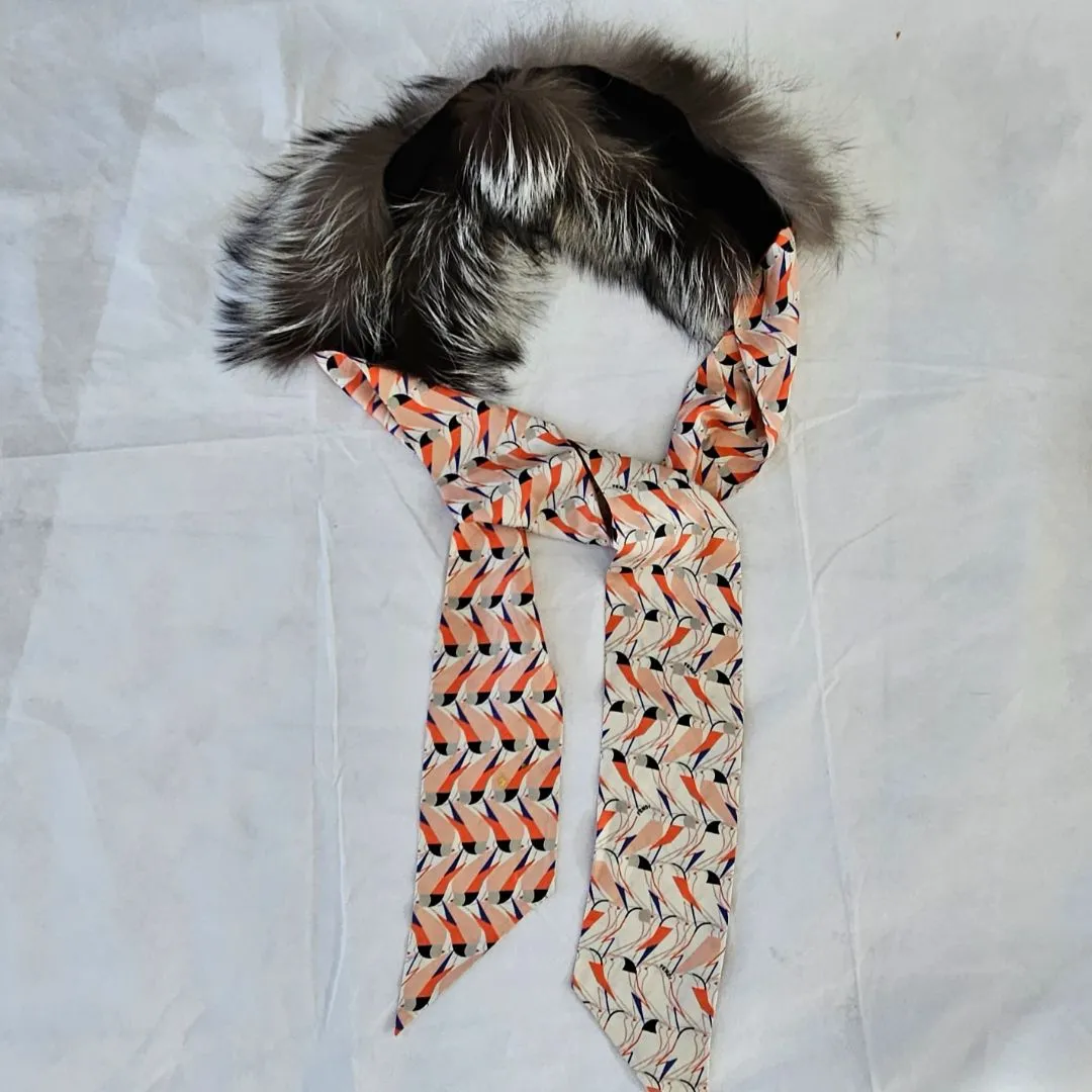 Fendi Multi-color Silk and Fur Scarf Multiple colors
