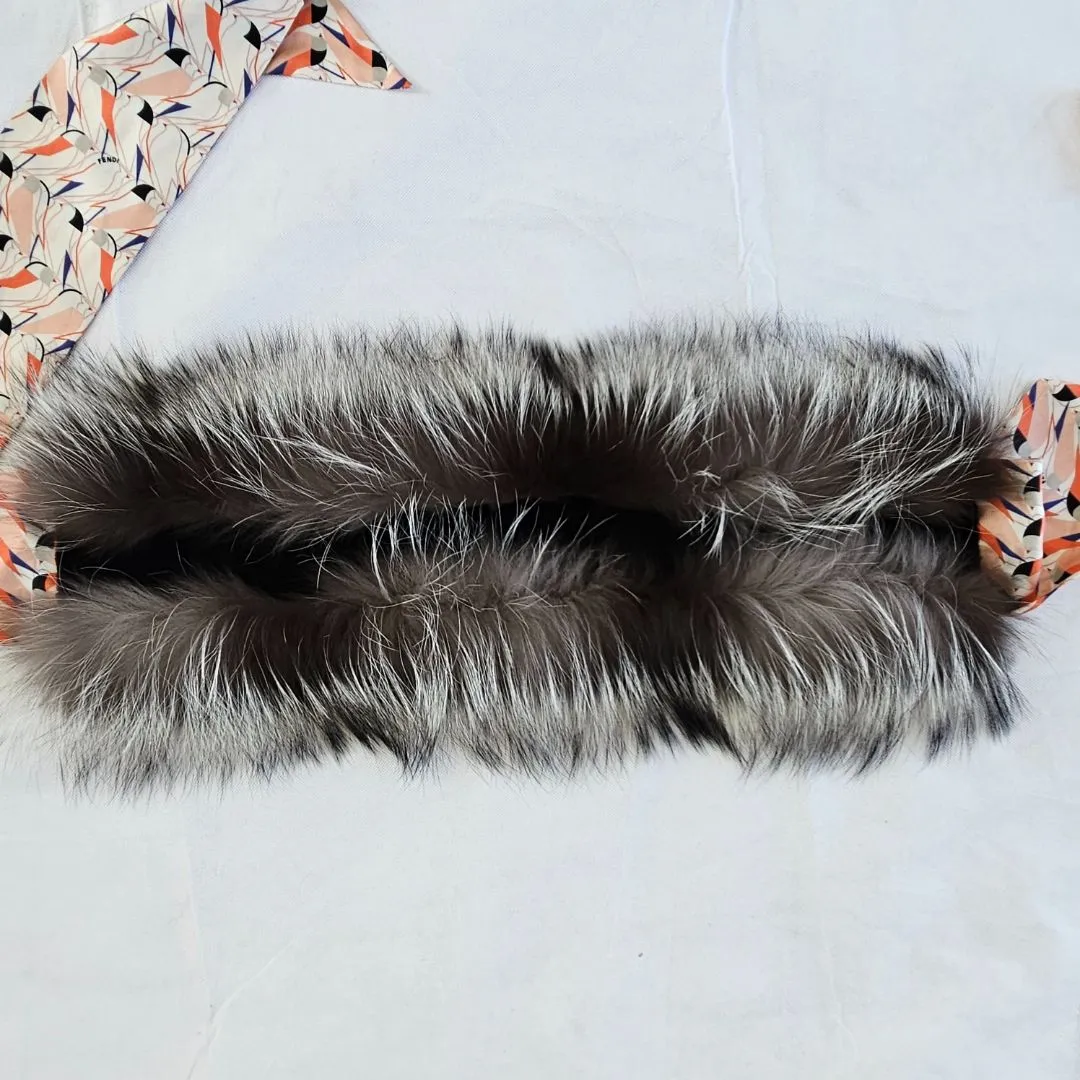 Fendi Multi-color Silk and Fur Scarf Multiple colors