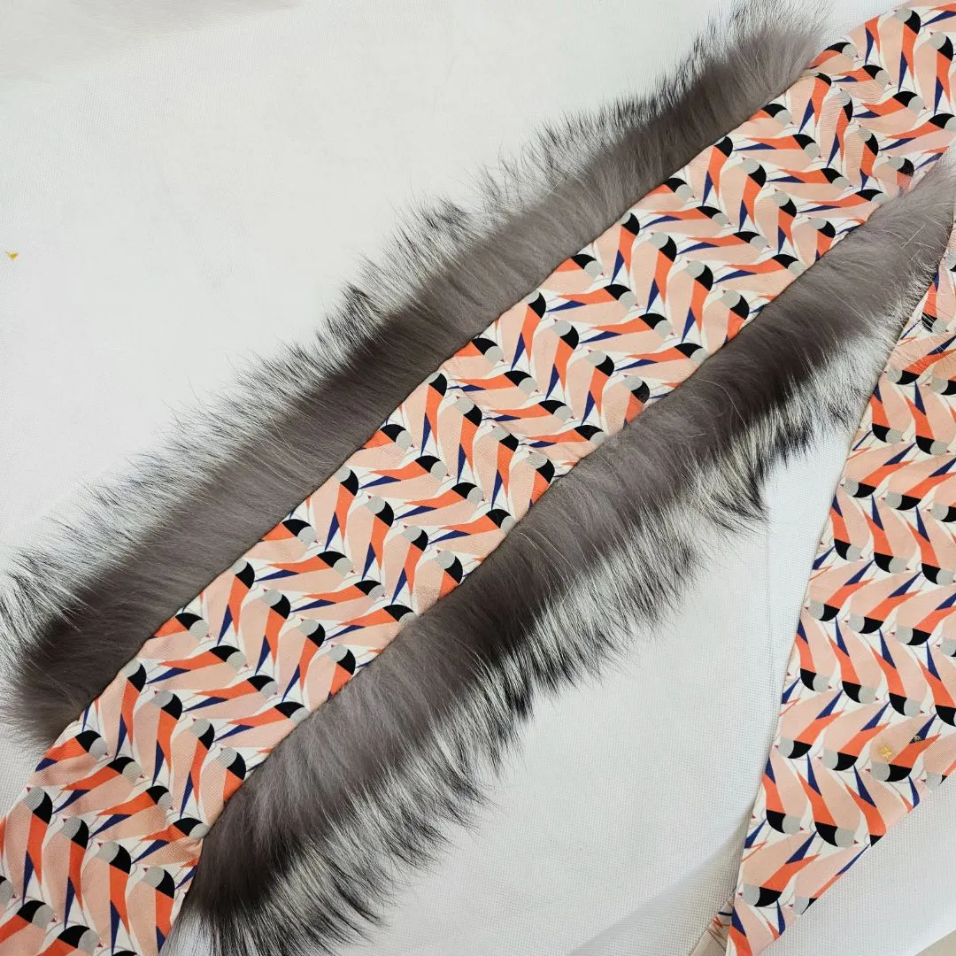 Fendi Multi-color Silk and Fur Scarf Multiple colors