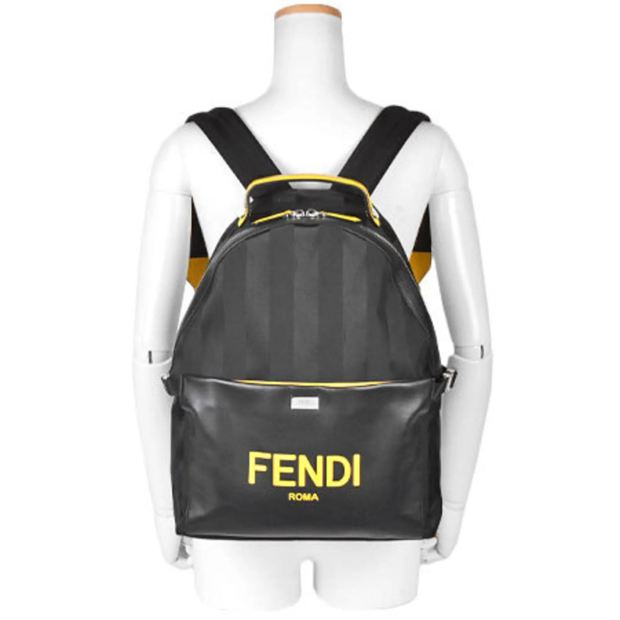 Fendi Pecan Backpack Nylon Leather Black 7VZ053