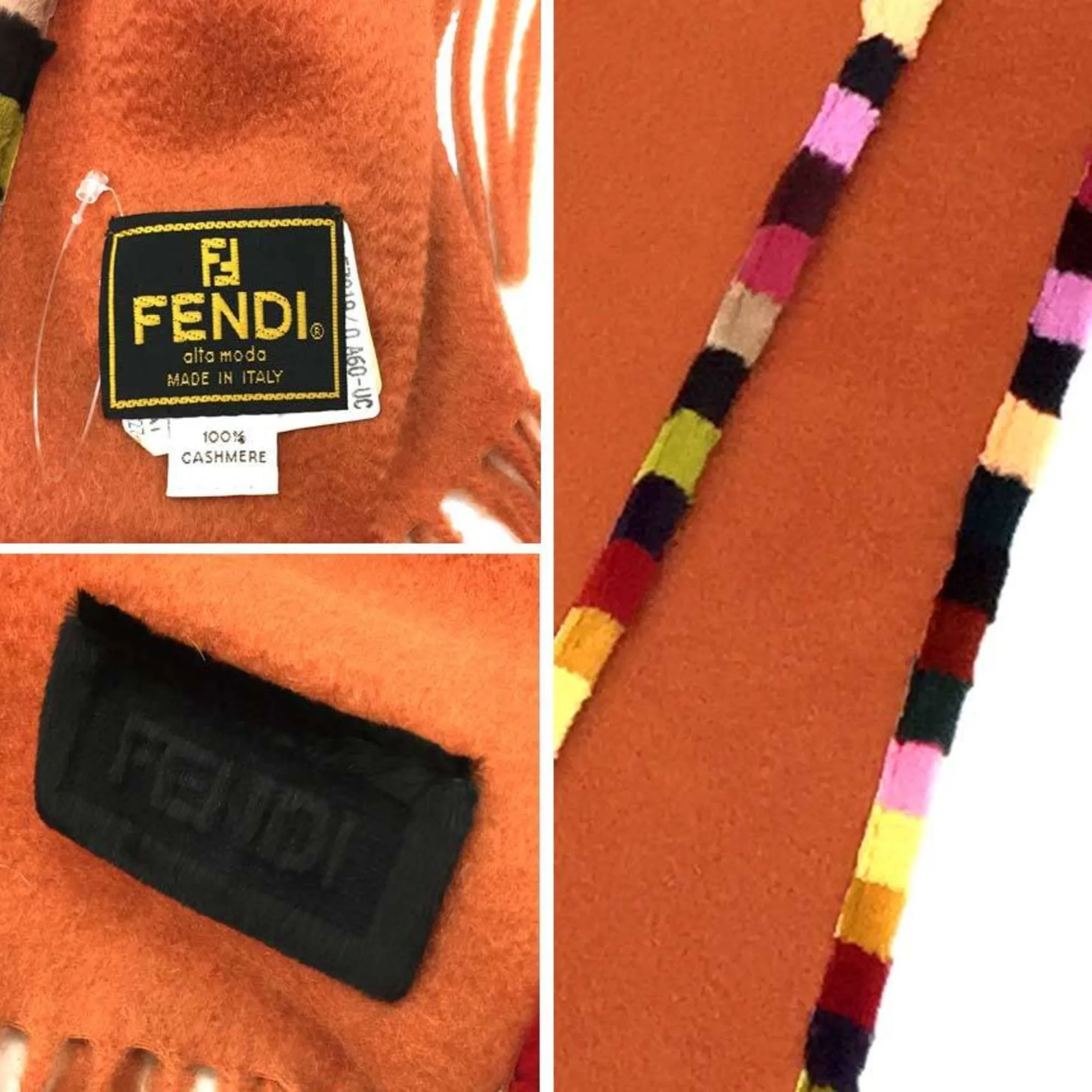 FENDI scarf shawl stole cashmere 100% men's women's unisex