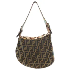 Fendi Vintage Early 2000’s Leopard Calf Hair and Zucca Oyster Bag