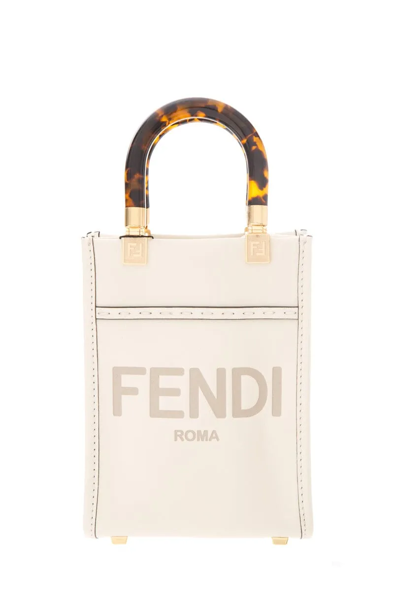 Fendi White Mini Sunshine Shopper Cross-Body