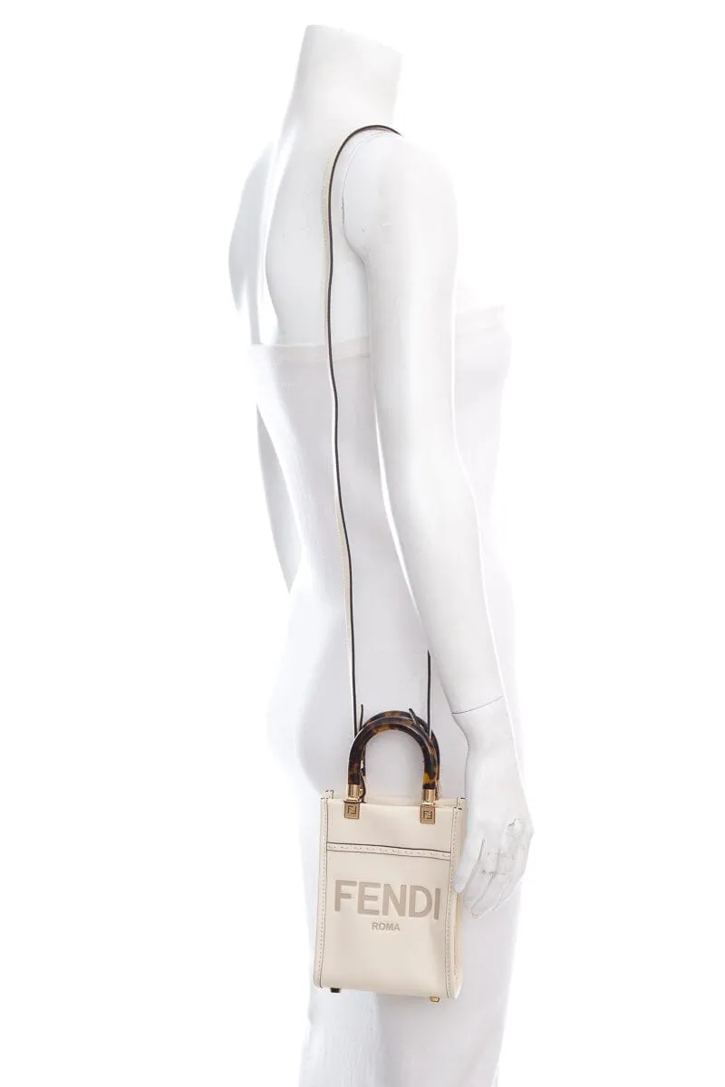 Fendi White Mini Sunshine Shopper Cross-Body