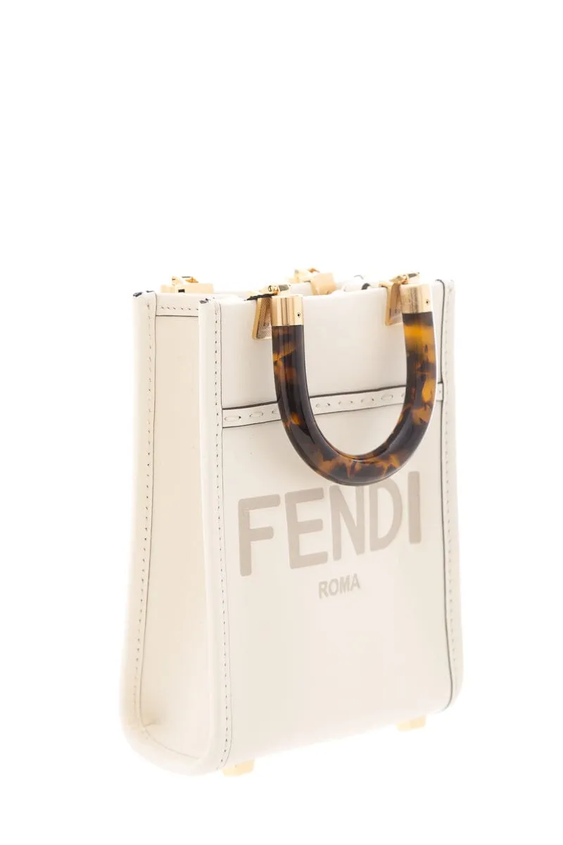Fendi White Mini Sunshine Shopper Cross-Body