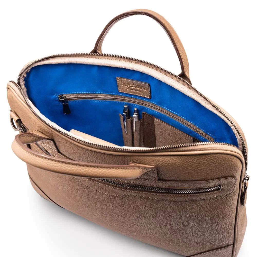 Fitzrovia Leather 16" Laptop Bag - Taupe