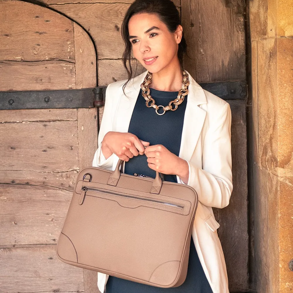 Fitzrovia Leather 16" Laptop Bag - Taupe