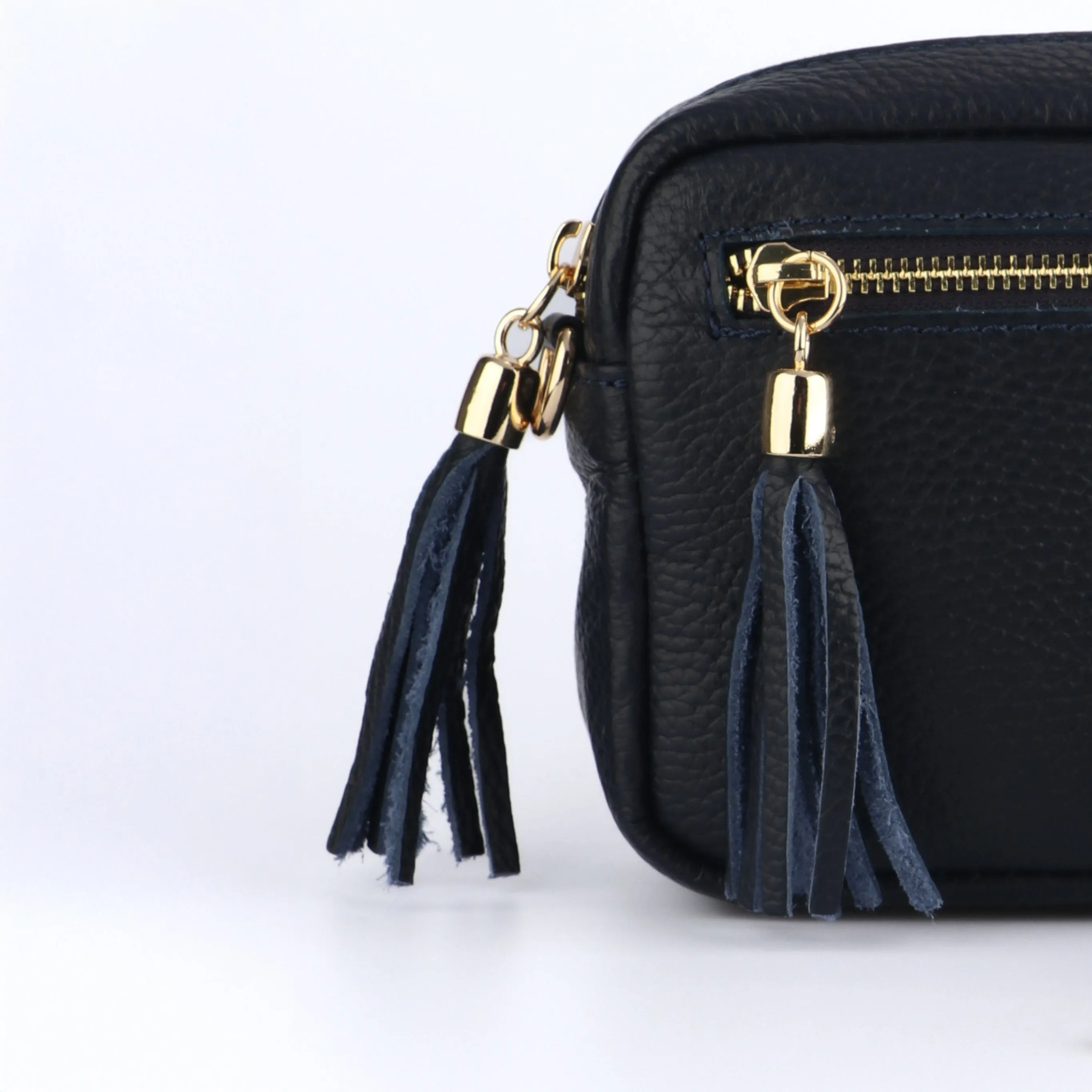 Fleur Crossbody Bag - Navy Blue, Pebbled