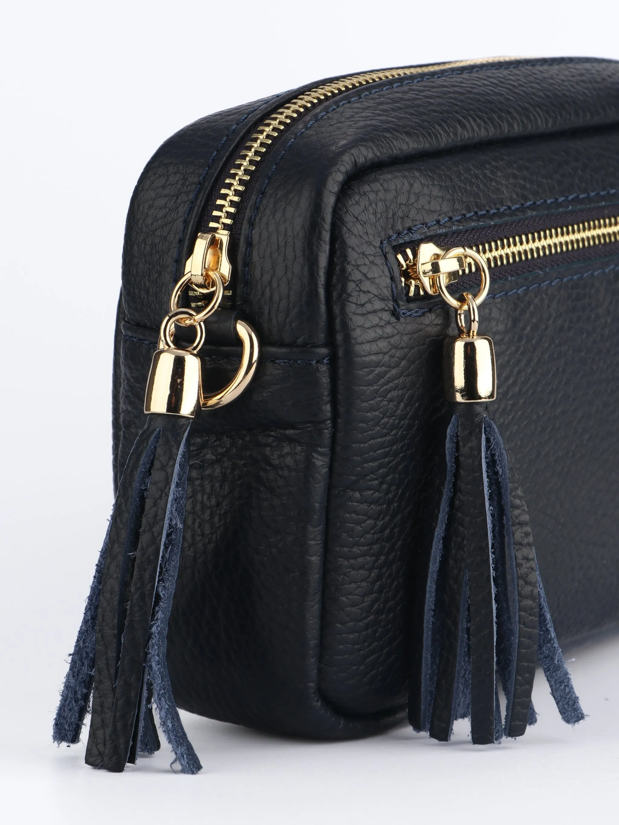 Fleur Crossbody Bag - Navy Blue, Pebbled