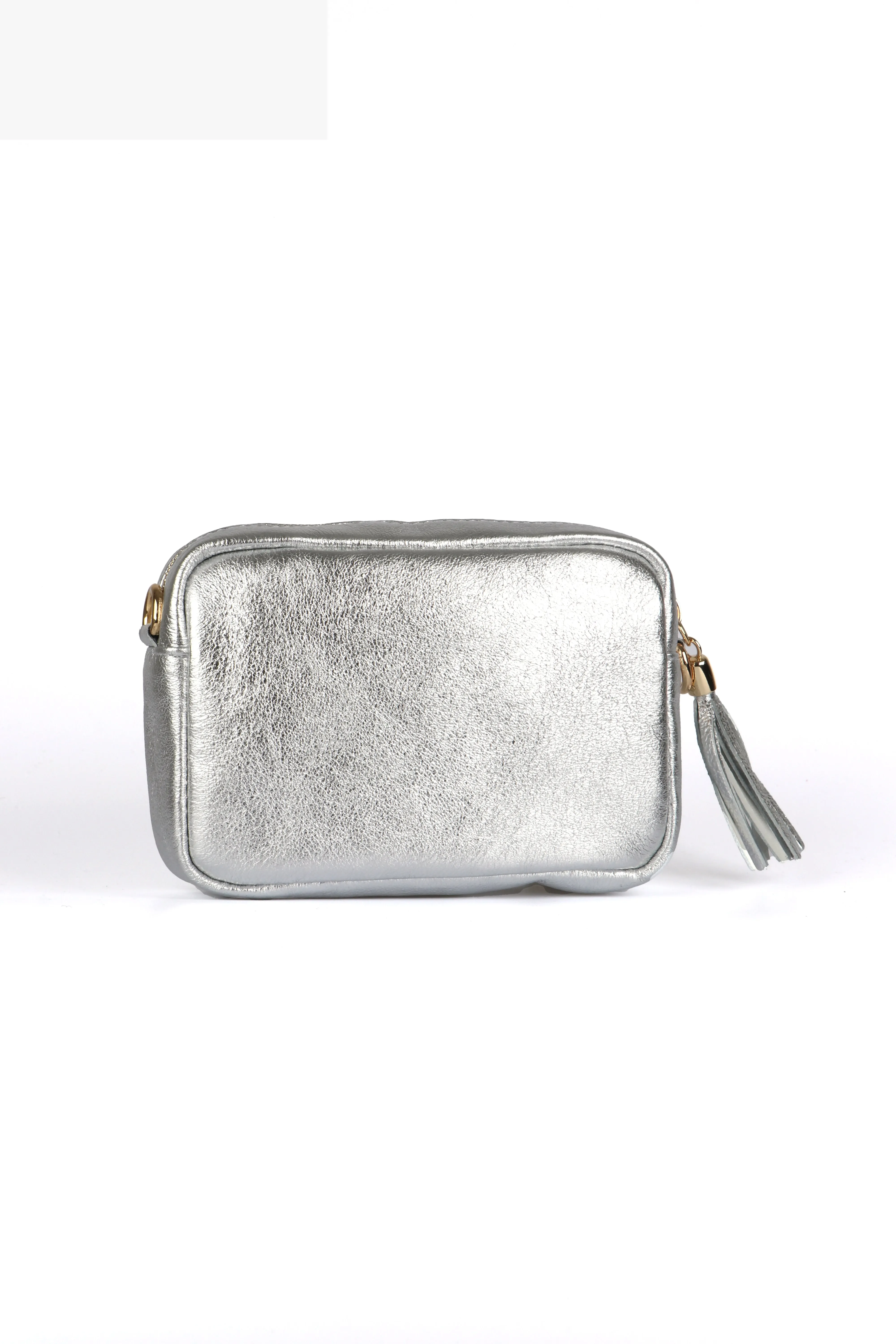 Fleur Italian Leather Crossbody Bag - Silver, Metallic