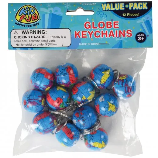 Globe Keychains Educational Novelty (1 Dozen)