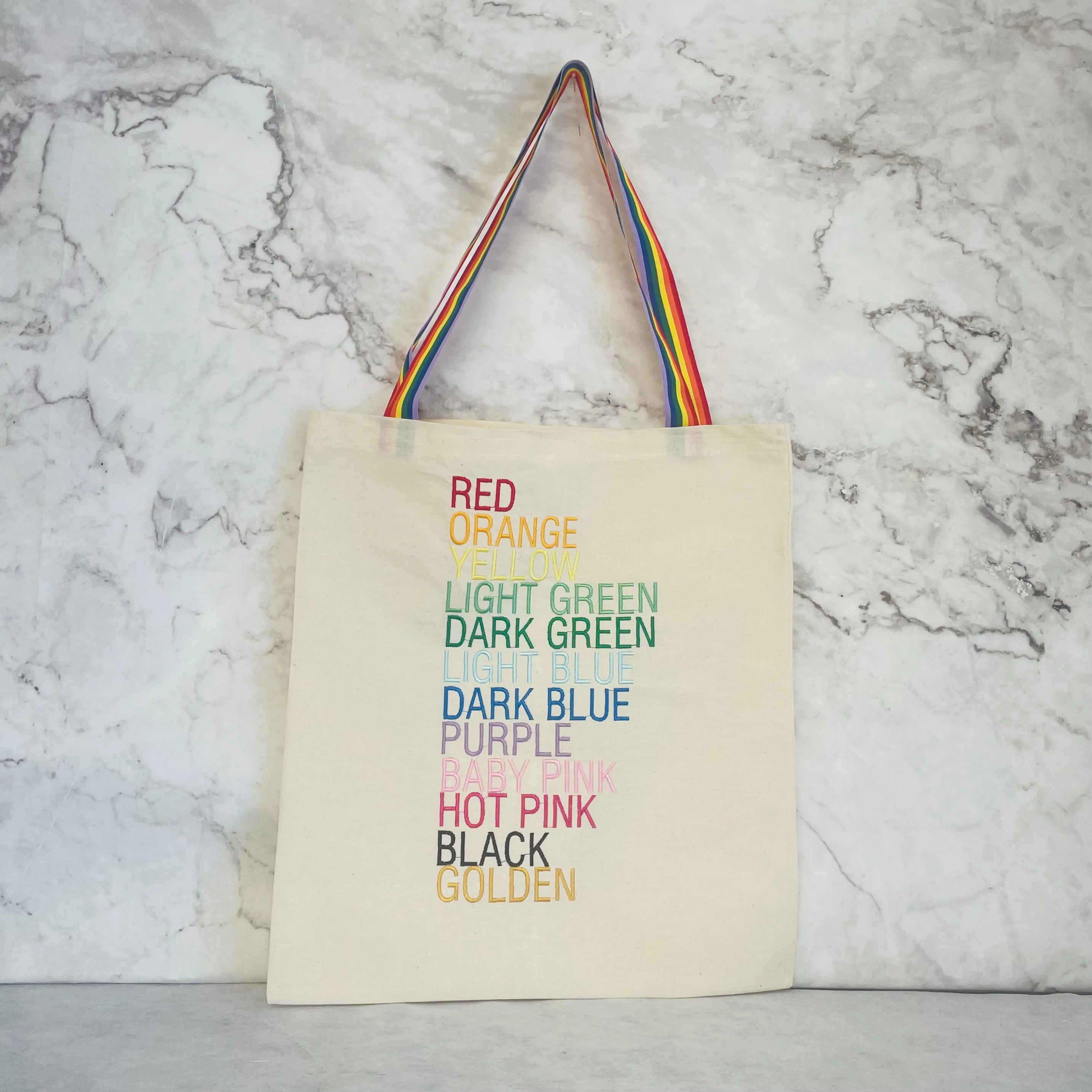 Golden personalised cotton drawstring bags