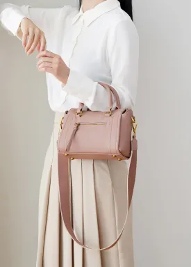 Grained Leather Top Handle Compact Tote Shoulder Bag