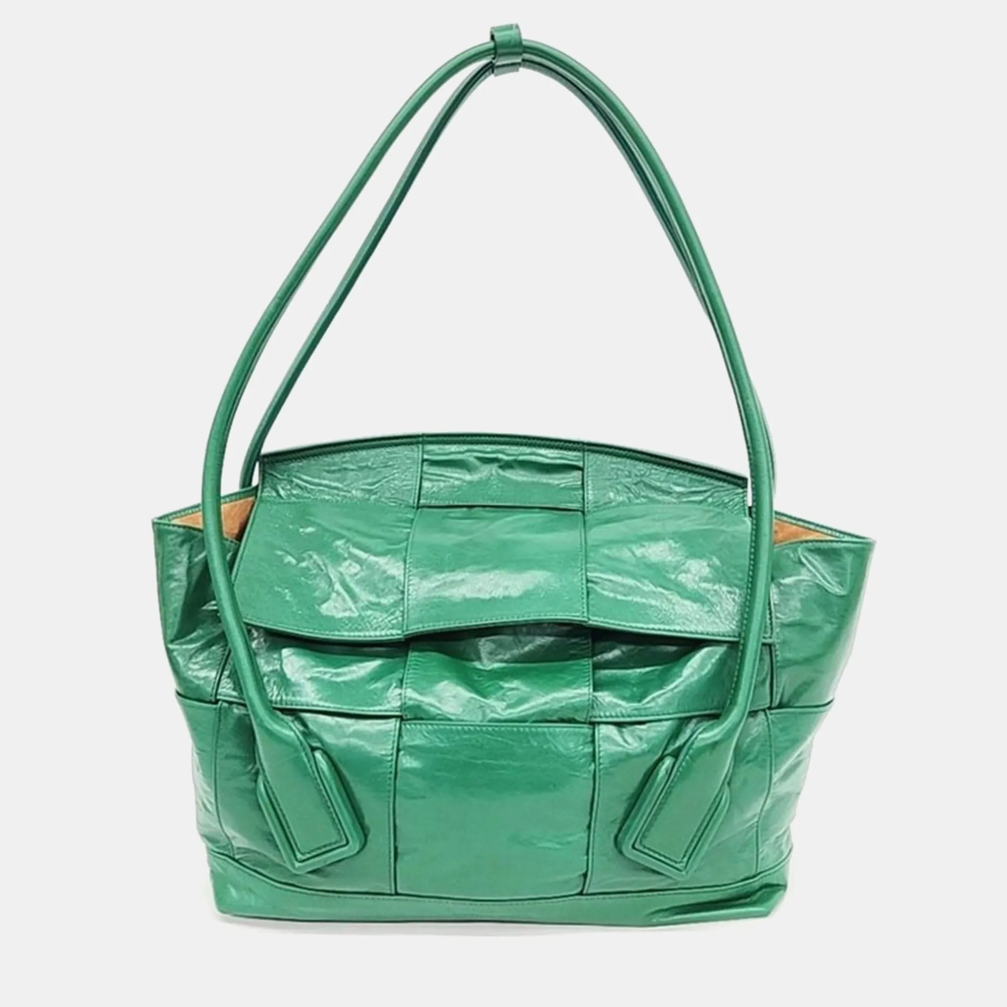 Green Leather Arco Medium Shoulder Bag