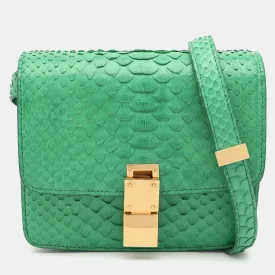 Green Python Medium Classic Box Shoulder Bag