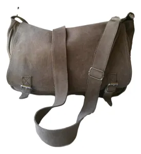 Grey Soft Leather Laptop Bag
