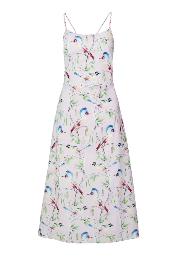 Hilary MacMillan Lace Up Back Oiseau Midi Dress