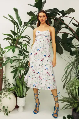 Hilary MacMillan Lace Up Back Oiseau Midi Dress