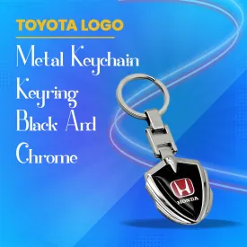 Honda Metal Keychain Keyring - Black And Chrome