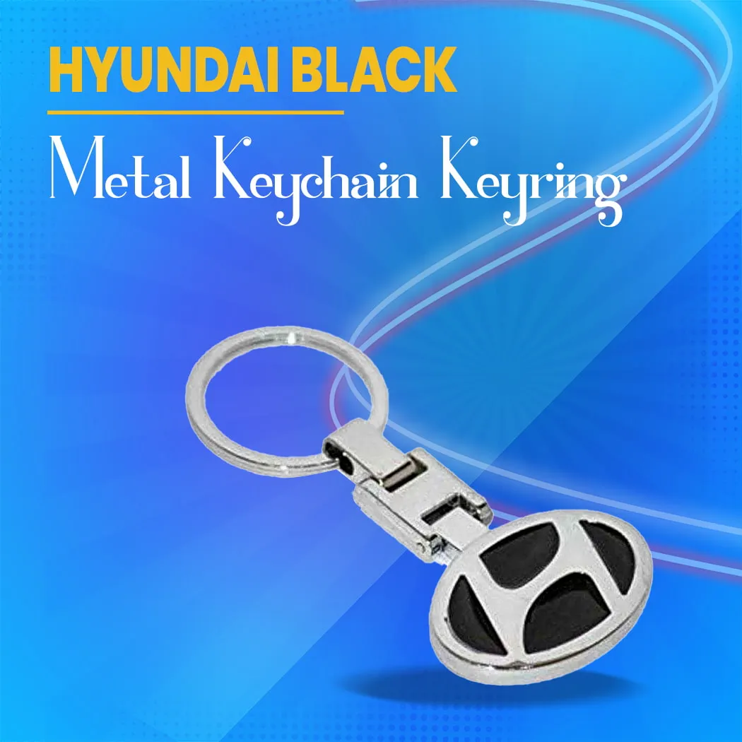 Hyundai Black Metal Keychain Keyring