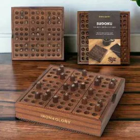 Iron and Glory Deluxe Wooden Sudoku Puzzles and Solutions Set