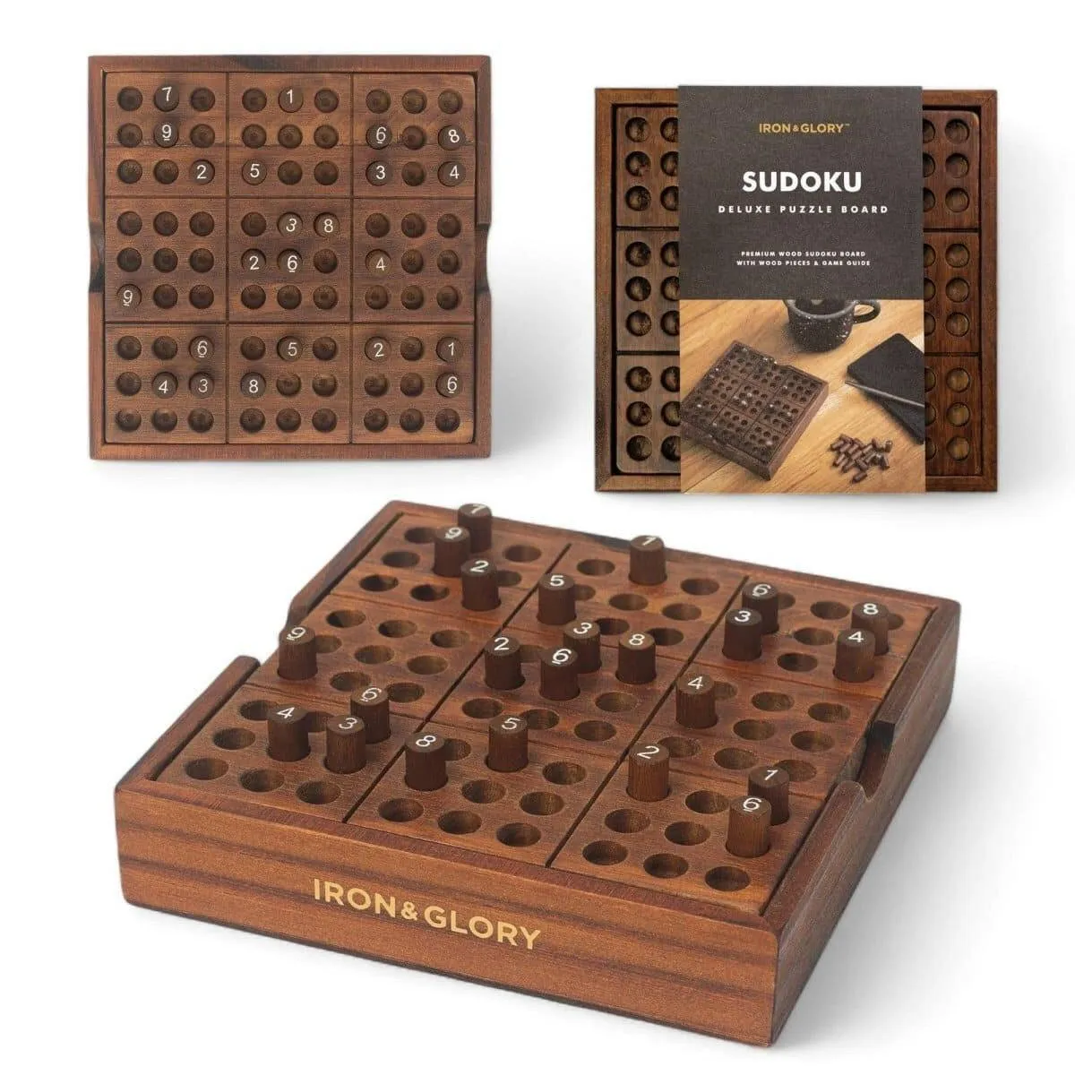 Iron and Glory Deluxe Wooden Sudoku Puzzles and Solutions Set