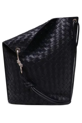KNOT HOOK MEDIUM BUCKET BAG | SPACE/SILVER