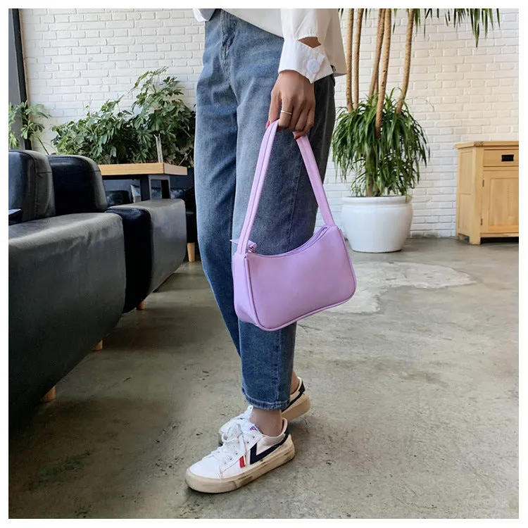 Korean Style Solid Color Underarm Bag