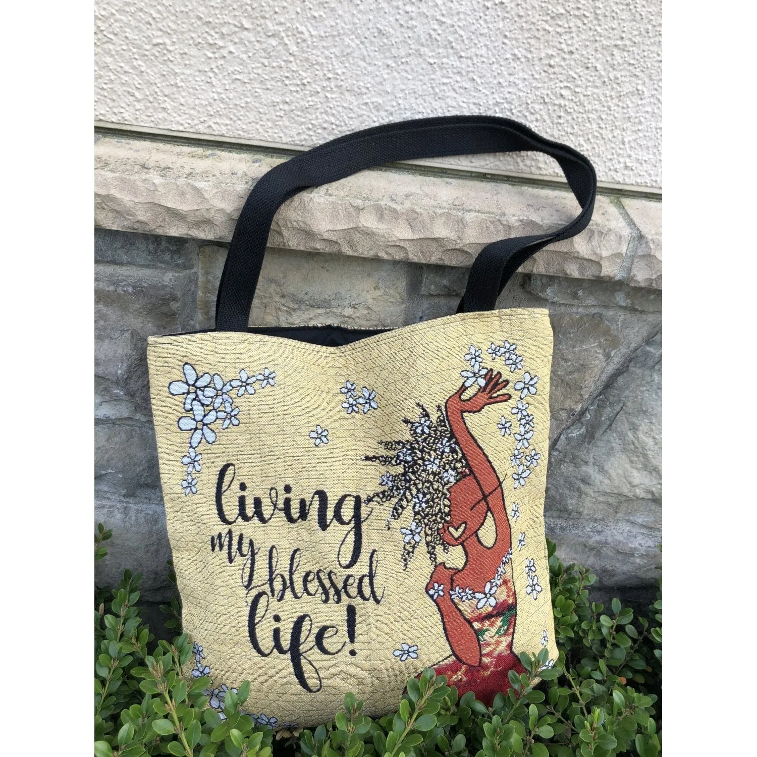 Living My Blessed Life Woven Tote Bag