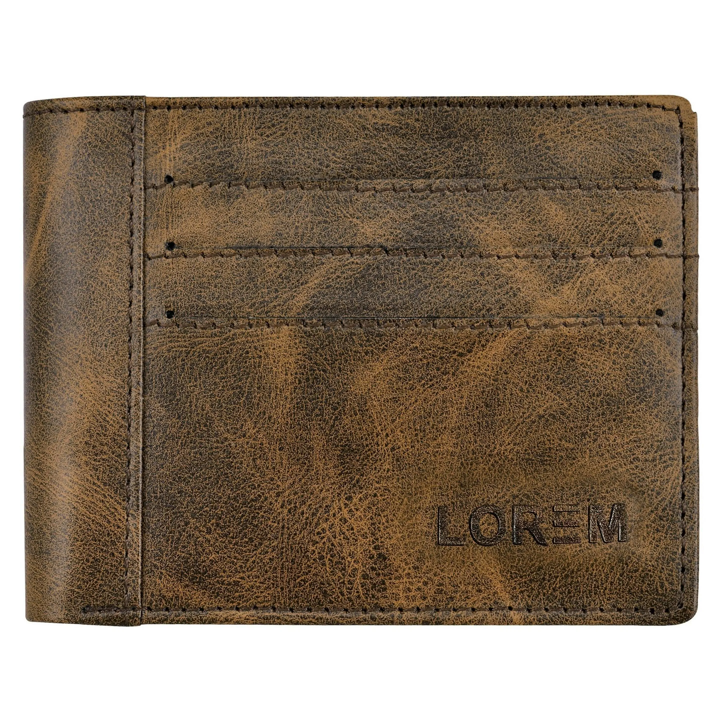 Lorem Brown Out Side Card Slot Bi-Fold Faux Leather 6 ATM Slots Wallet For Men (WL19)