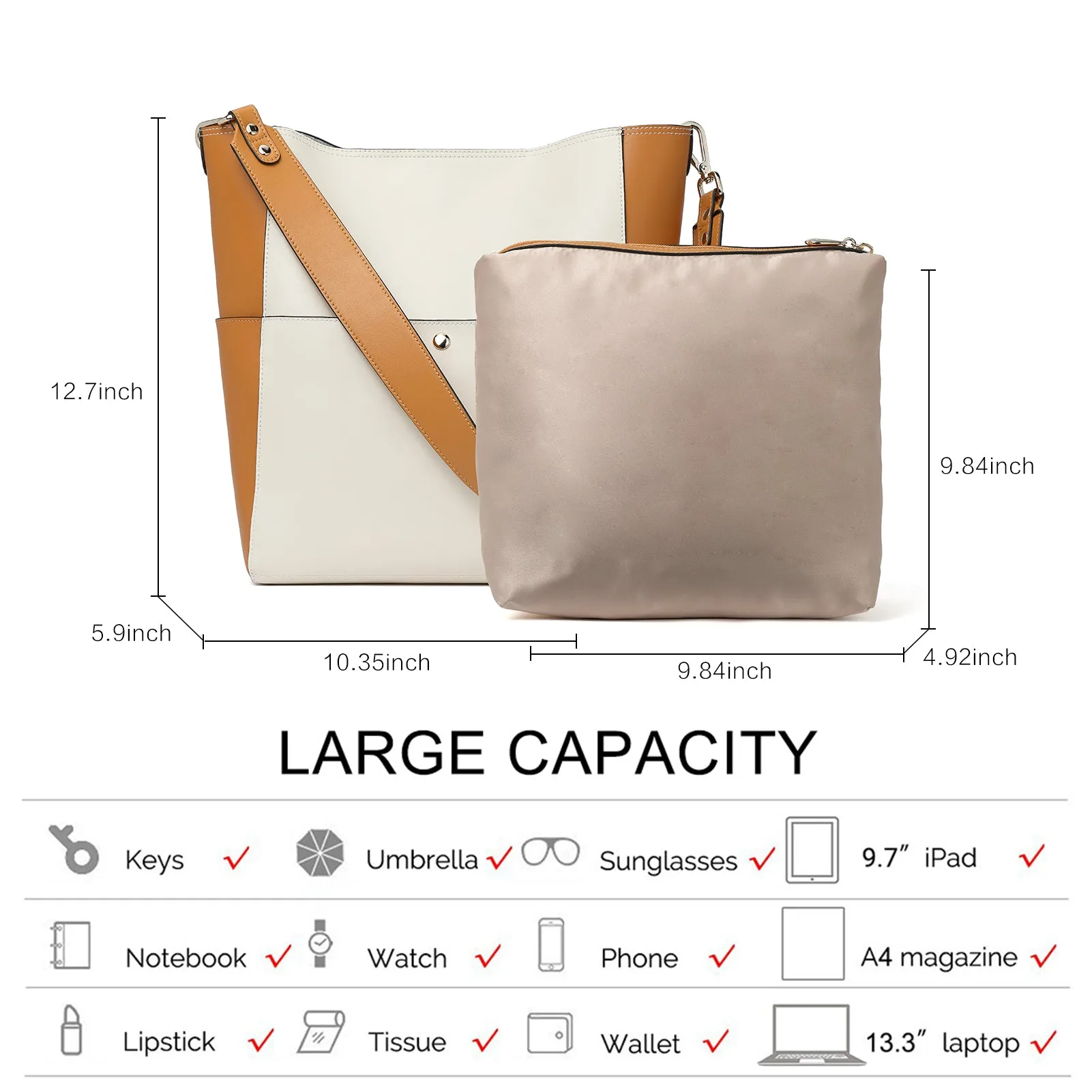Lotty Leather Hobo Bag With 2 Shoulder Straps