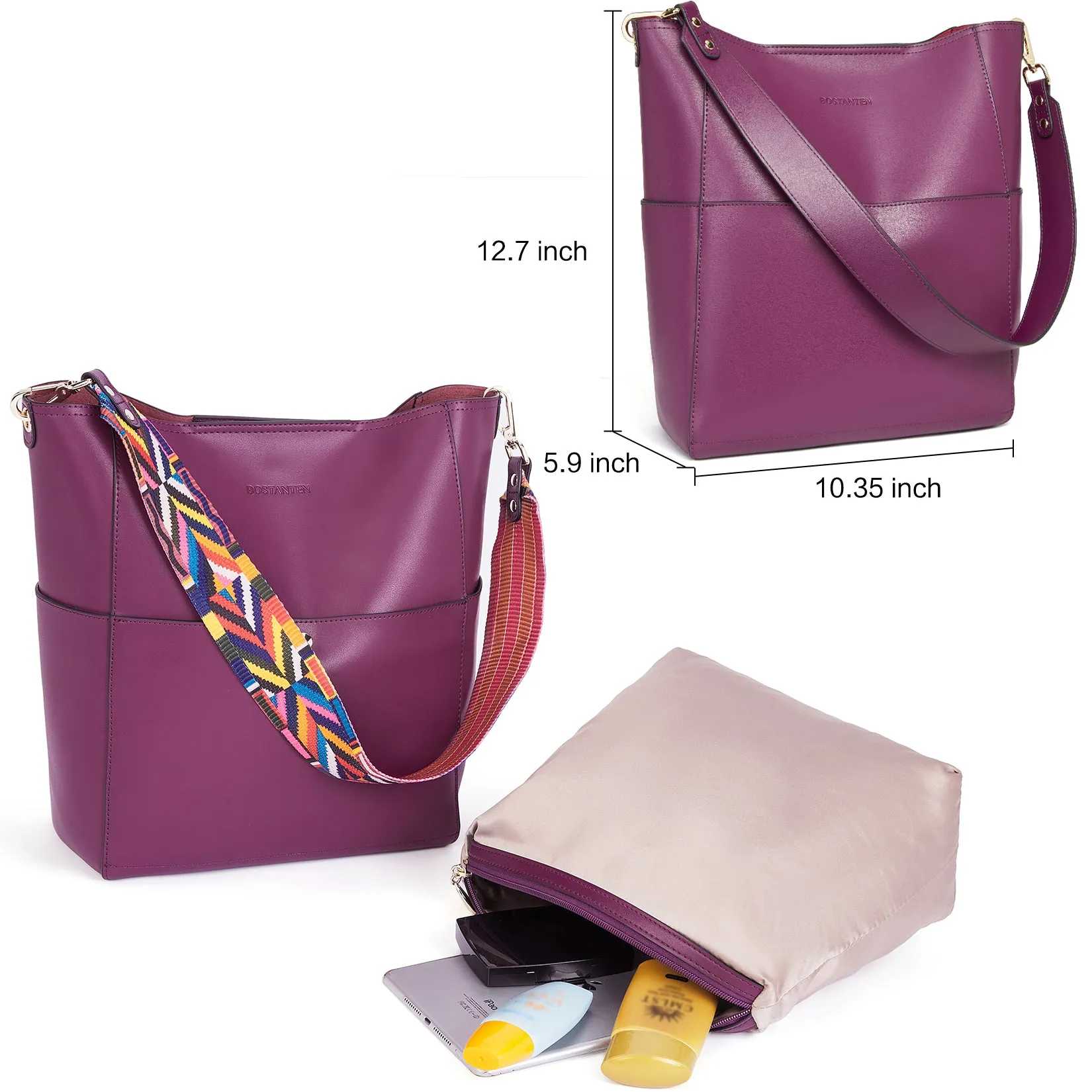 Lotty Leather Hobo Bag With 2 Shoulder Straps