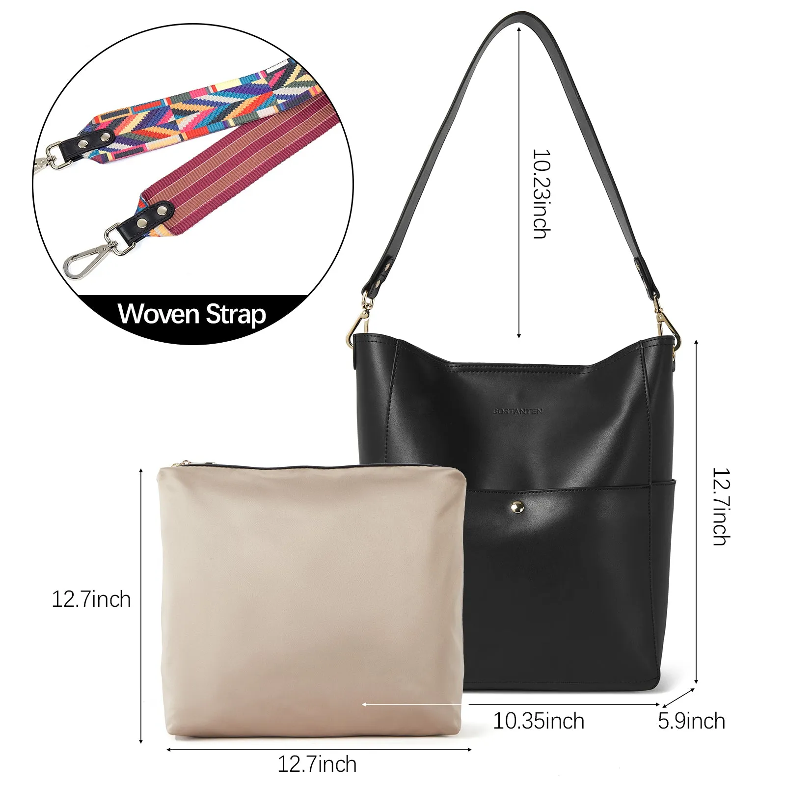 Lotty Leather Hobo Bag With 2 Shoulder Straps